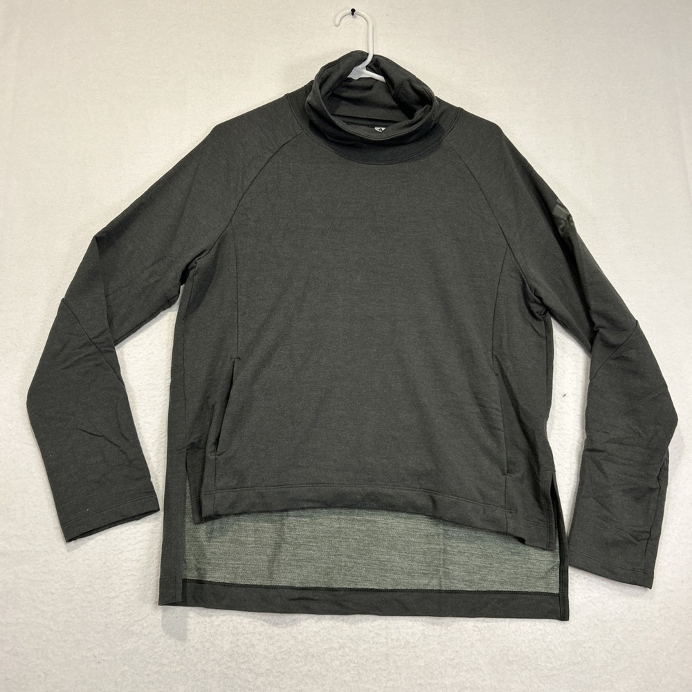 Adidas Sweater Womens Large Green Essential Comfort Funnel Turtle Neck Pullover